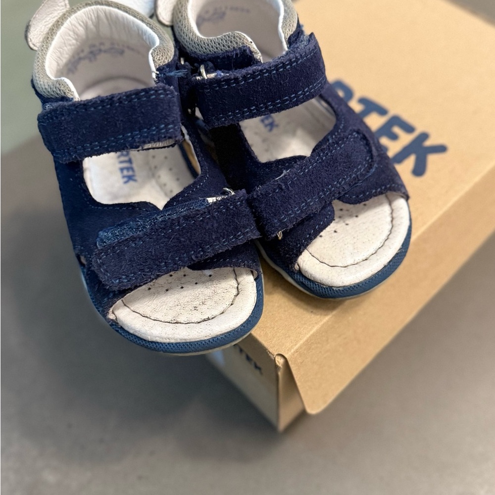 Blue Double Strap Sandals with Velcro Closures